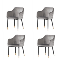 Verona LUX velvet dining chair - Grey/Gold / Set of 4