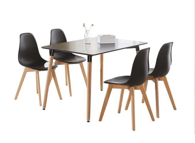 Rico Halo Dining Set with Black Table and 4 Black Chairs - image 1