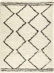 Berber Cream/Black Wool Shaggy Rug - 120X170 cm
