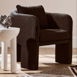 Ozzero Black Boucle Fabric Curved Armchair - thumbnail 1