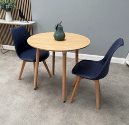 Jamie Lorenzo Halo Round Dining Set of 2 - Royal Blue / Pack of 2 / Oak