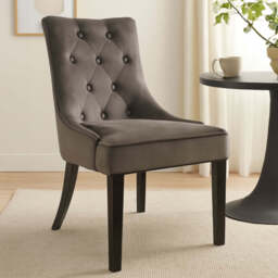 Daxton Dark Grey Velvet Button Tufted Dining Chair - thumbnail 1
