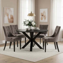 Daxton Dark Grey Velvet Button Tufted Dining Chair - thumbnail 5