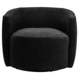 Montreal Black Boucle Effect Curved Lounge Chair With Swivel Base - thumbnail 2