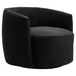 Montreal Black Boucle Effect Curved Lounge Chair With Swivel Base - thumbnail 3