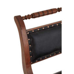 Inca Black Leather and Teak Wood Swivel Chair - thumbnail 5