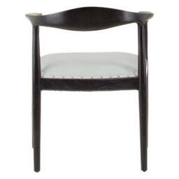 Kendari Grey Leather and Teak Wood Open Back Chair - thumbnail 6