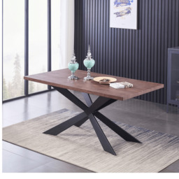 Milano Duke LUX Dining Set - a Walnut Dining Table & 6 Velvet Dining Chairs with Silver End Caps - thumbnail 3
