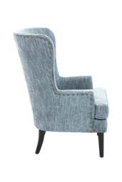 Welham Blue Fabric Wingback Lounge Chair with Wooden Legs - thumbnail 5