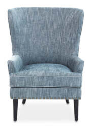 Welham Blue Fabric Wingback Lounge Chair with Wooden Legs - thumbnail 2