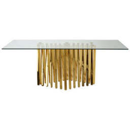 Clear Tempered Glass Top with Gold Stainless Steel Frame, Arezzo - thumbnail 2