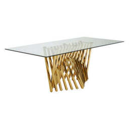 Clear Tempered Glass Top with Gold Stainless Steel Frame, Arezzo - thumbnail 3