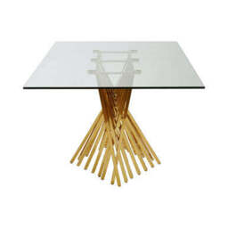 Clear Tempered Glass Top with Gold Stainless Steel Frame, Arezzo - thumbnail 4