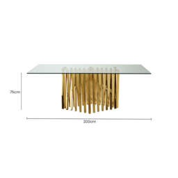 Clear Tempered Glass Top with Gold Stainless Steel Frame, Arezzo - thumbnail 5