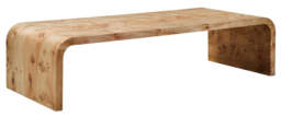 Natural Burl Wood Curved Coffee Table with Smooth Curved Edges, Mota - thumbnail 4
