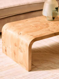 Natural Burl Wood Curved Coffee Table with Smooth Curved Edges, Mota - thumbnail 6