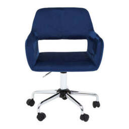Brent Navy Velvet And Chrome Base Home Office Chair - thumbnail 2