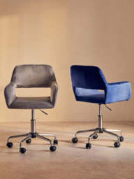 Brent Navy Velvet And Chrome Base Home Office Chair - thumbnail 5