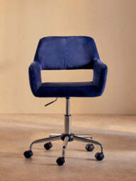 Brent Navy Velvet And Chrome Base Home Office Chair - thumbnail 6