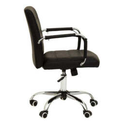 Brent Black Leather Effect Home Office Chair with Chrome Finish Arms and Base - thumbnail 5