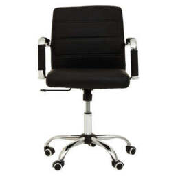 Brent Black Leather Effect Home Office Chair with Chrome Finish Arms and Base - thumbnail 4