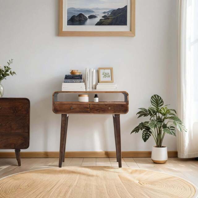 Franklin Dark Mango Wood Console Table with 2 Drawers - image 1