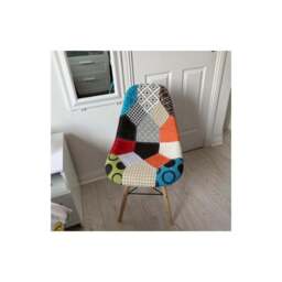 Patchwork Tulip Fabric Dining Chair w/ Wooden Legs & Metal Frame - thumbnail 6