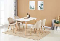Lucia Halo Dining Set, a Table and Chairs Set of 4, White/Grey - Beige