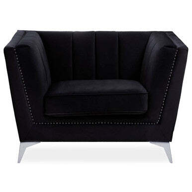 Hansa Black Velvet Chair - image 1