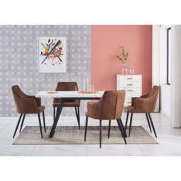 Zarah White Toga Lux Dining Set - thumbnail 2