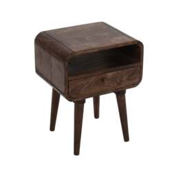 Franklin Dark Mango Wood Bedside Table with Drawer - thumbnail 3