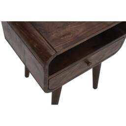 Franklin Dark Mango Wood Bedside Table with Drawer - thumbnail 6