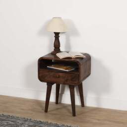 Franklin Dark Mango Wood Bedside Table with Drawer - thumbnail 2