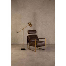 Hoxton Brown Leather Lounge Chair with Headrest - thumbnail 3