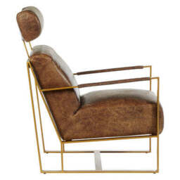 Hoxton Brown Leather Lounge Chair with Headrest - thumbnail 5