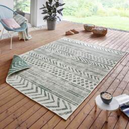 Indoor-Outdoor Reversible Geometric Green Rug - thumbnail 4