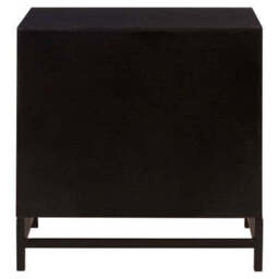 Black Wooden 2-Drawer Bedside Table with Chevron Pattern Drawer Fronts and Metal Handles, Lombok - thumbnail 6