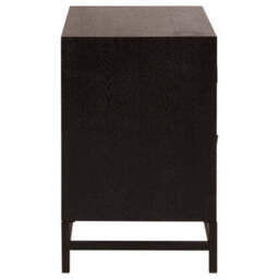 Black Wooden 2-Drawer Bedside Table with Chevron Pattern Drawer Fronts and Metal Handles, Lombok - thumbnail 5
