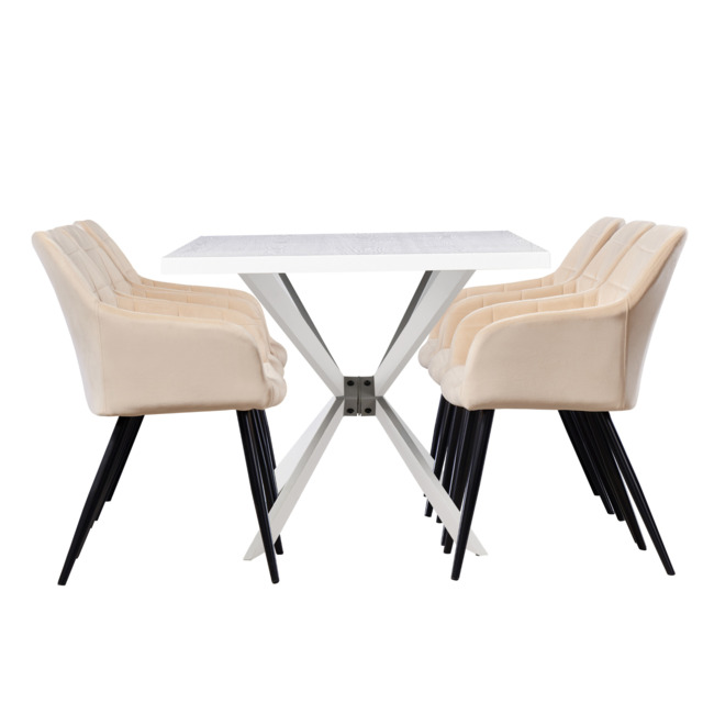 Camden Duke Lux Dining Set - Cream / Set of 6
