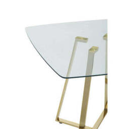 Clear Glass Top and Gold Finish Square Steel Dining Table, Metropolitan - thumbnail 4