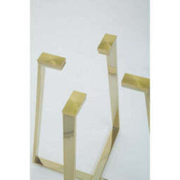 Clear Glass Top and Gold Finish Square Steel Dining Table, Metropolitan - thumbnail 6