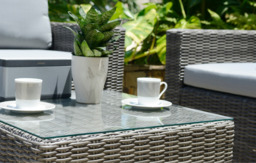 Marbella 5-Seater Garden Lounge Set with Ottoman Chaise - Grey Cushions - thumbnail 4