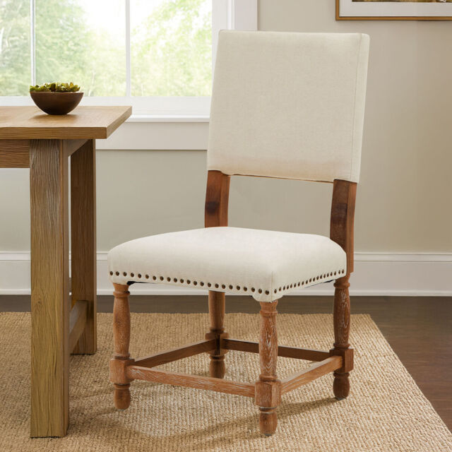 Lyon Linen Dining Chair with Oak Wood Whitewash Finish - image 1