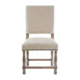 Lyon Linen Dining Chair with Oak Wood Whitewash Finish - thumbnail 2