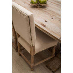 Lyon Linen Dining Chair with Oak Wood Whitewash Finish - thumbnail 4