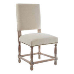 Lyon Linen Dining Chair with Oak Wood Whitewash Finish - thumbnail 3
