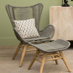 Sisal Grey Woven Rope Lounge Chair and Footstool Set