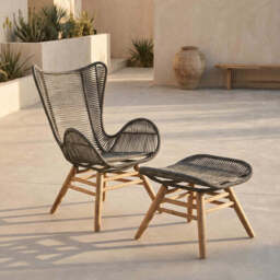 Sisal Grey Rope Lounge Chair and Footstool - thumbnail 3