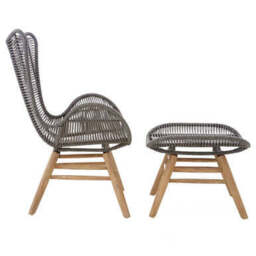 Sisal Grey Rope Lounge Chair and Footstool - thumbnail 6