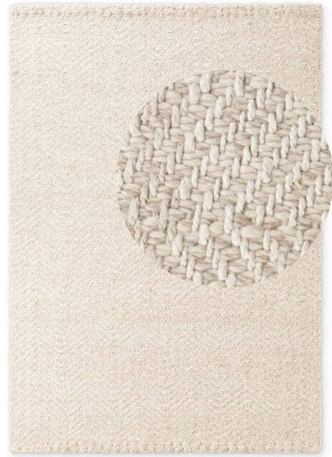 Majoli Natural White Herringbone Wool & Jute Rug - 160X230 cm